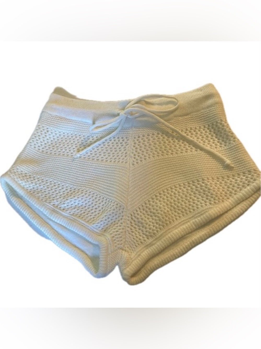 VENUS Cream Winter Knit Drawstring Lounge Short Shorts 
Wear Over Leggings Med